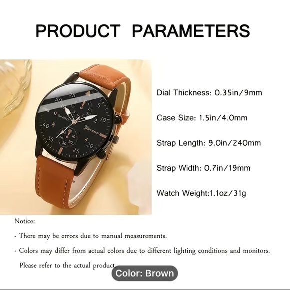 Copy listing 4pcs Men's Fashion Luxury Quartz Watch And Bracelets Set - Picture 4 of 4